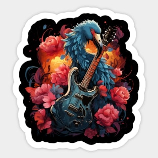 Flamingo Playing Guitar Sticker